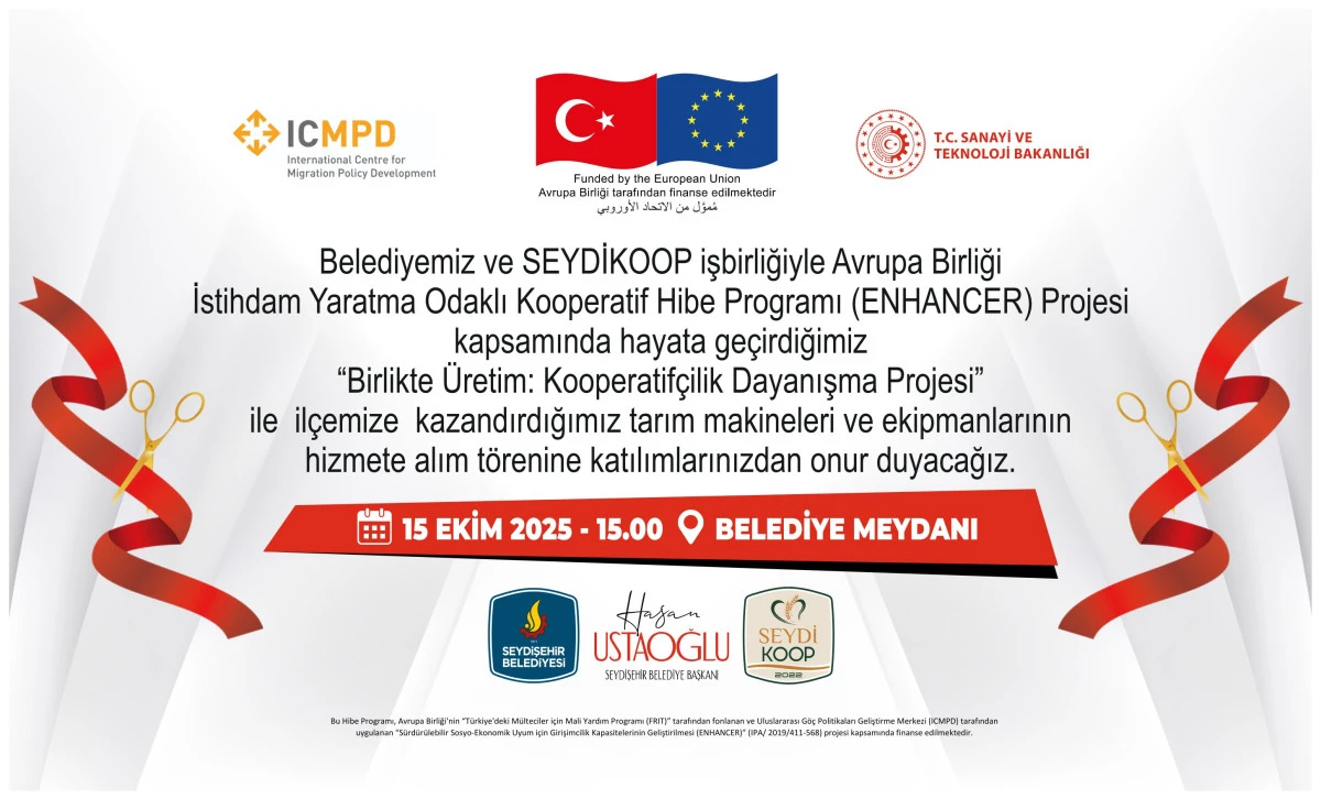 BAŞKAN USTAOĞLU’NDAN TARIM MAKİNALARI VE EKİPMANLARI HİZMETE ALIM TÖRENİNE DAVET 